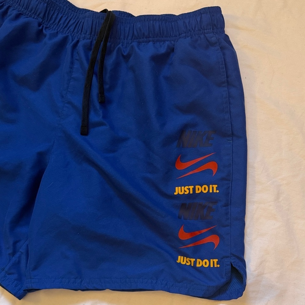 Nike Royal Blue Shorts with Red and Yellow Accents cut tag - Picture 3 of 9